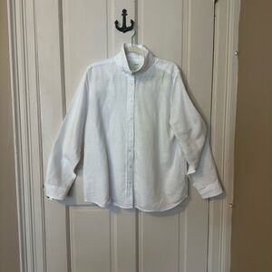 J. Crew white linen Button-Up Shirt